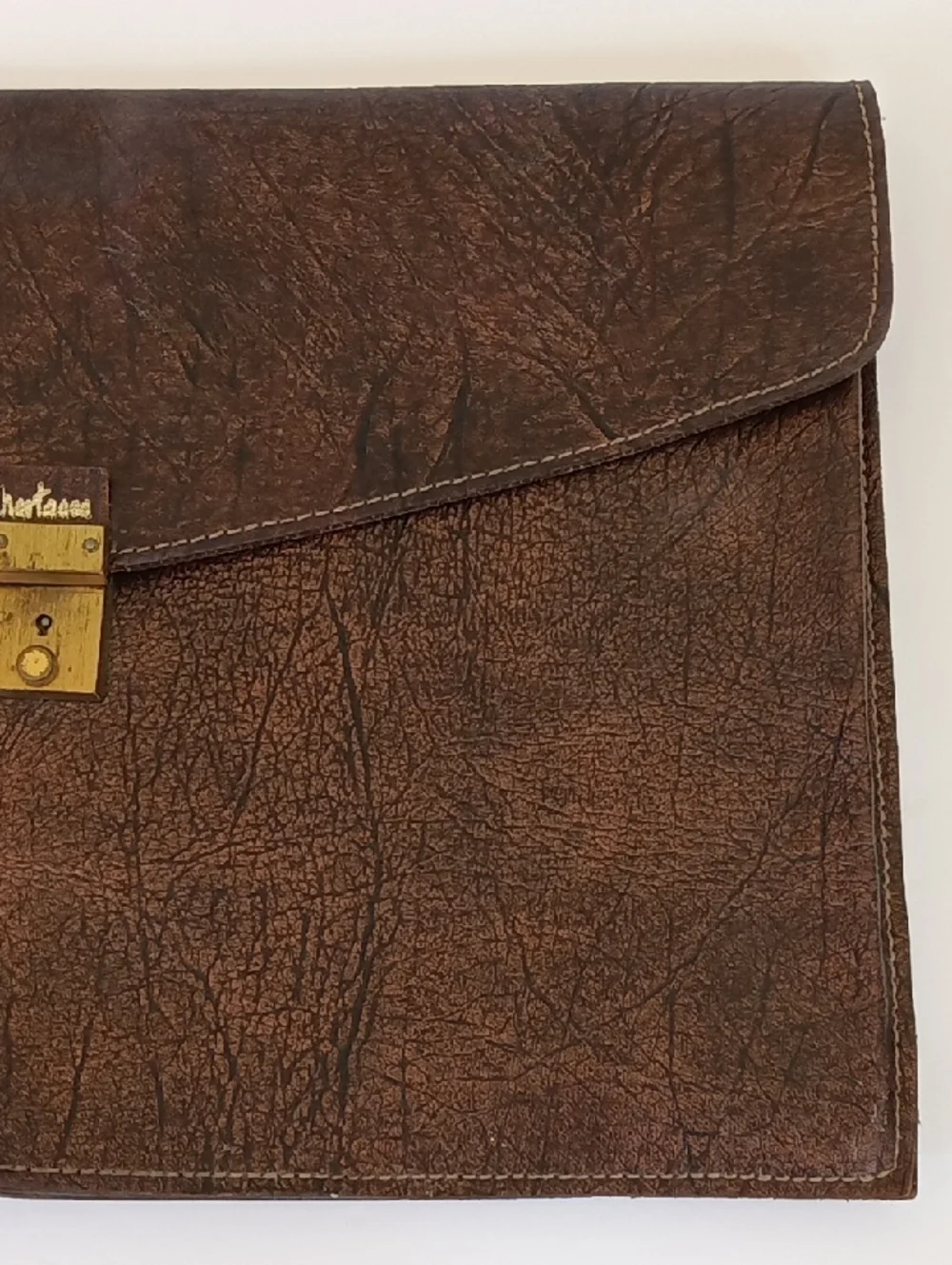 Rare Hartmann Vintage Embossed Leather Document Folio Briefcase Portfolio